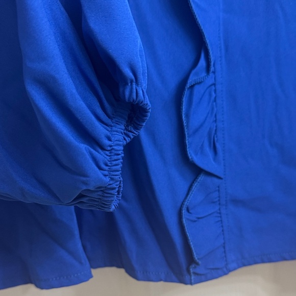 *make offer* Vibrant Blue Ruffled Blouse - Picture 2 of 3